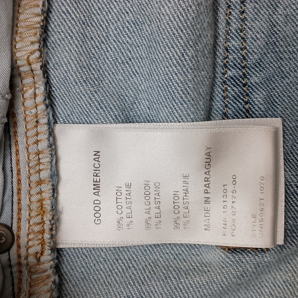 Good American Indigo Good 90's High Waist Denim Distressed Shorts - Picture 9 of 9